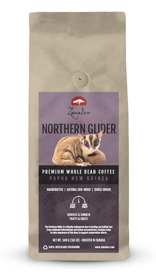 Whole Bean Coffee Northern Glider Papua New Guinea 3/4 lb 340 grams