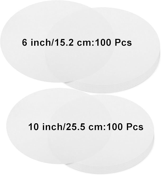 200Pcs Parchment Paper Rounds, Non Stick 6 Inch and 10 Inch Round Parchment Paper for Baking, Heat Resistant Burger Parchment Paper Sheets for Cake Pans, Tortilla Press, Quesadilla Maker