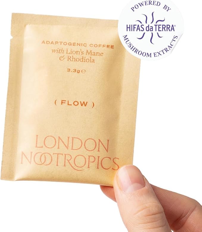 London Nootropics - Flow - Adaptogenic Mushroom Coffee with Lion’s Mane & Rhodiola - 12 Sachets