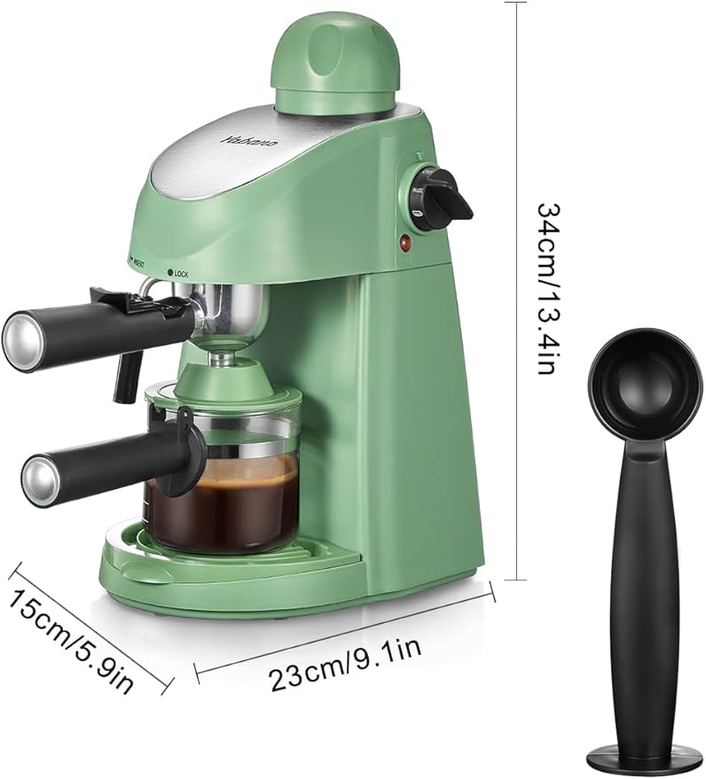 Yabano Espresso Machine, 3.5Bar Espresso Coffee Maker, Espresso and Cappuccino Machine with Milk Frother, Espresso Maker with Steamer (Green)