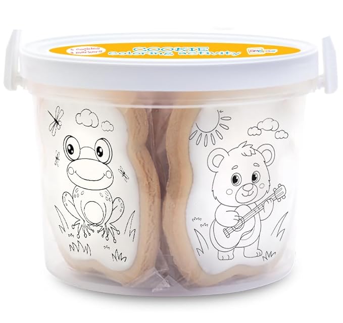 Cookie Decorating kit for Kids Activity Cookies Decorating Kit Coloring Gift For Kids boys girls Food | 4 Jumbo Cookies + 3 Edible Markers | Individually Wrapped Unicorn Dinasour Frog Teddy Bear