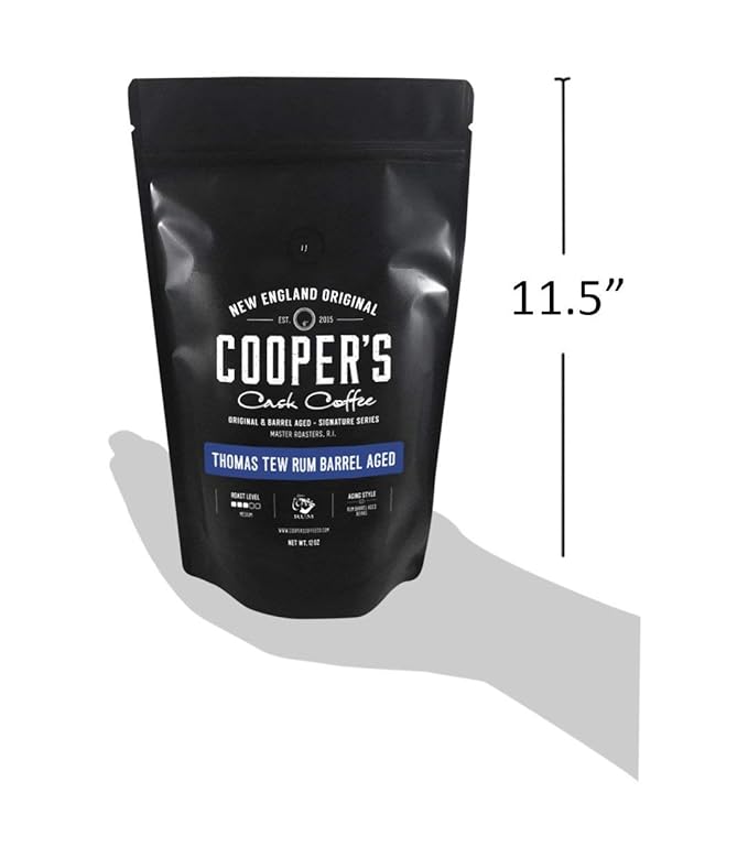 Rum Barrel Aged Coffee - Single Origin Rwanda Coffee Beans Aged in Thomas Tew RUM Barrels - 2lb Bags, Ground Coffee