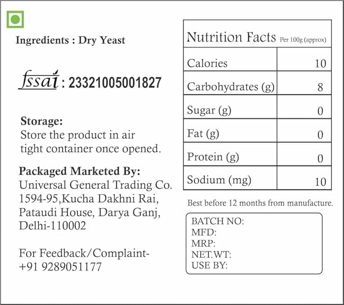 DDSTORE Baker's Active Dry Yeast Powder ??250g | Premium Yeast for Bread, Pizza, Cake & Donuts Baking