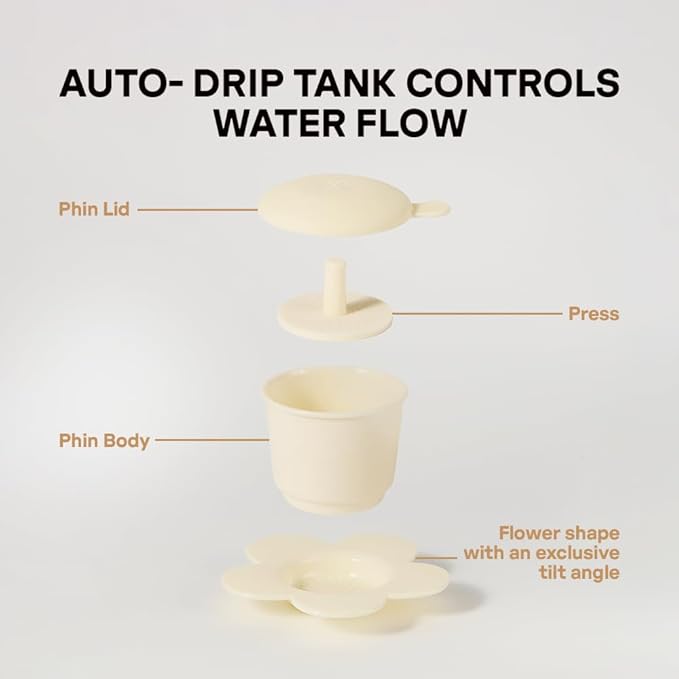 ??Vietnamese Coffee Dripper Phin Filter ??Pour Over Coffee Maker ??Single Cup Dripper with Flower Design ??Reusable Coffee Filter- Paperless Filter for Sustainable Brewing (Ivory)
