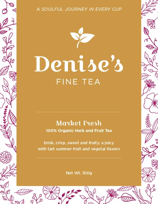 Denise's Fine Tea, USDA Organic, Market Fresh, Herb and Fruit Tea, Caffeine-Free, Loose Leaf (100g)