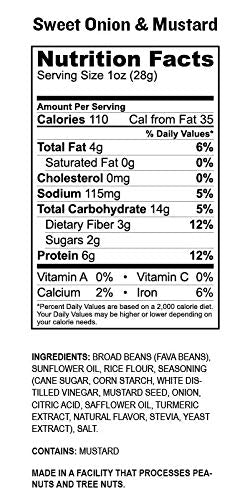 Enlightened Bada Bean Bada Boom - Plant-Based Protein, Gluten Free, Vegan, Crunchy Roasted Broad (Fava) Bean Snacks, 110 Calories per Serving, Onion & Mustard,1 Ounce (Pack of 24)