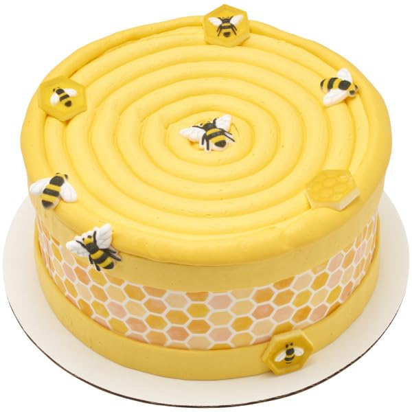 Honey Bee and Combs Edible Sugar Cake Toppers, 12 Count