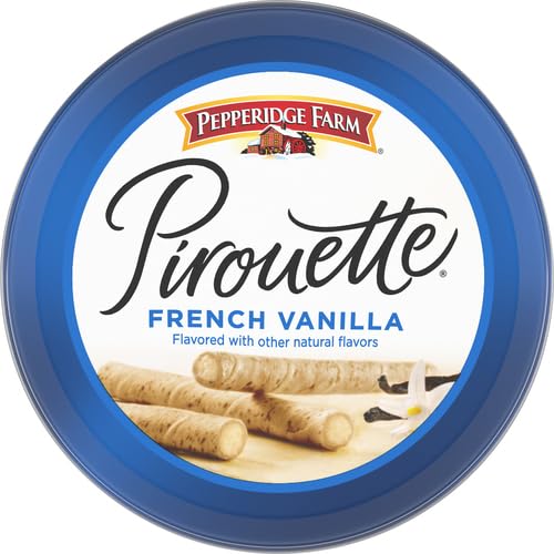 Pepperidge Farm Pirouette Cookies, French Vanilla Flavored Crème Filled Wafers, 13.5 Oz Tin (Pack of 4)
