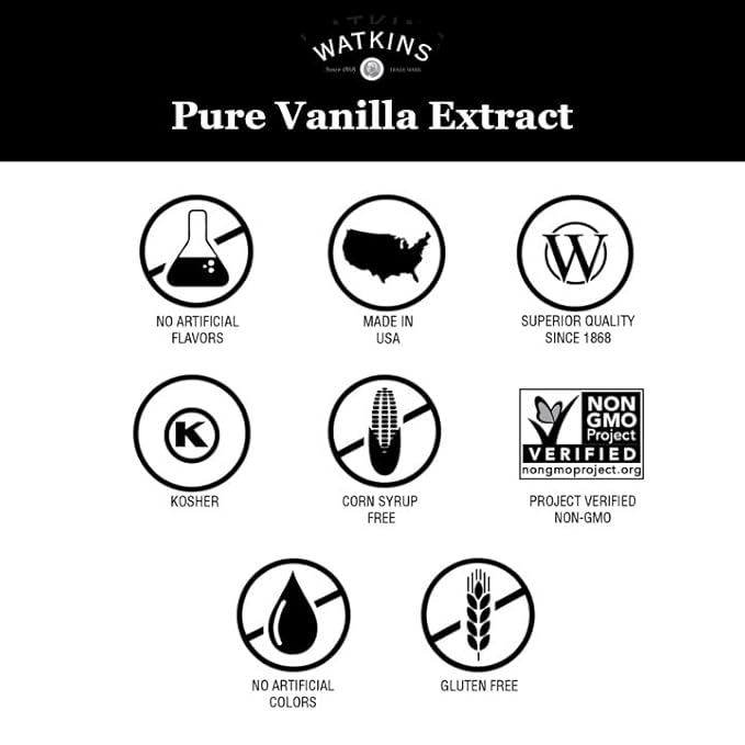 Watkins Pure Vanilla Extract, with Madagascar Vanilla Beans, Non-GMO, Kosher, 32 oz. Bottle, 1-Pack