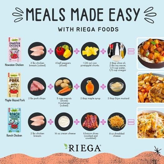 Riega Ranch Chicken Slow Cooker Seasoning, Perfect Dry Powder Mix for Ranch Seasoning Chicken, 1 Ounce (Pack of 8)