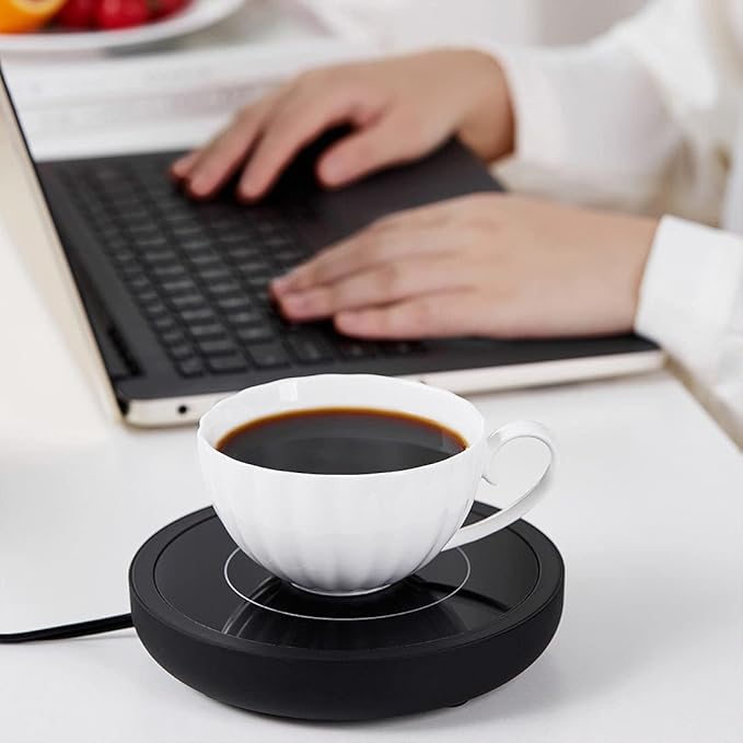 Coffee Warmer, 3-in-1 Mug Warmer with Auto Shut Off, Black, 36W Fast Heating, Perfect for Desk, Coffee, Tea, Milk