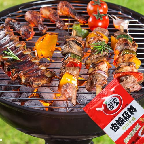 Chinese chili dipping powder 3.52 oz/100g(built-in 10 pack), szechuan HotPot,BBQ Dipping material red chilli Spicy seasoning form Sichuan, China