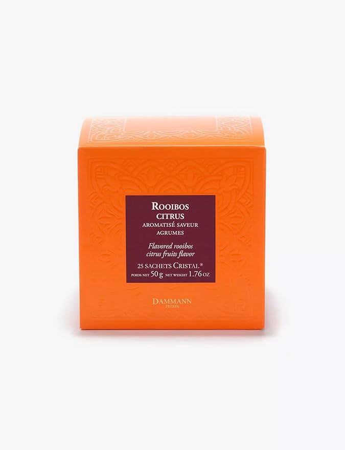 Dammann Freres Sachets, Rooibus Citrus Tea Bags, Premium Gourmet French Tea, Blend Lemon, Clementine, Orange Flavors, 25 Count (Single Pack)