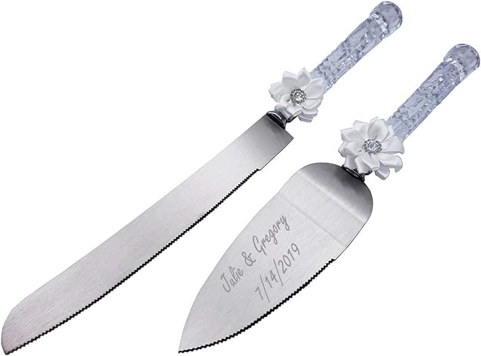 GIFTS INFINITY Personalized Wedding Cake Knife and Server Set Free Engraving - Valentine's, Wedding, Bithday (CH-101WB)