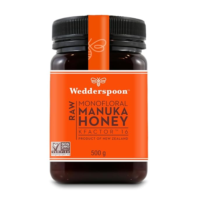 Wedderspoon Raw Premium Manuka Honey, KFactor 16, 17.6 Oz, Unpasteurized, Genuine New Zealand Honey, Traceable from Our Hives to Your Home