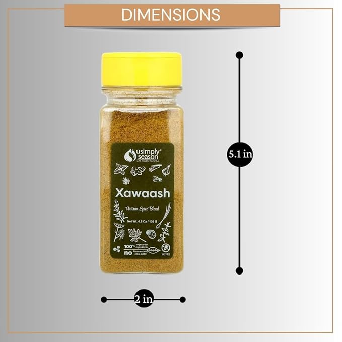 USimplySeason Xawaash Spice (4.8 oz) - East African Cuisine Inspired, Vibrant Blend, Perfect for Rubs, Marinades, and More - Vegan, Non-GMO, No-Salt, Made in USA