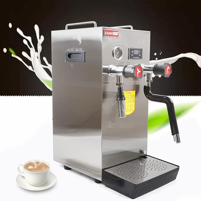 2500W Professional Espresso Coffee Machine, 2.1Gal Steam Water Boiling Machine, LED Display 360° Water Valve Coffee Machine for Tea Restaurant Equipment