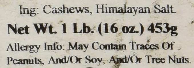 Dry Roasted Cashews Himalayan Salted (1 Lb.) - Baked in Small Batches for Added Freshness - Oven Roasted to Perfection without Oil - Farm Fresh Nuts Brand