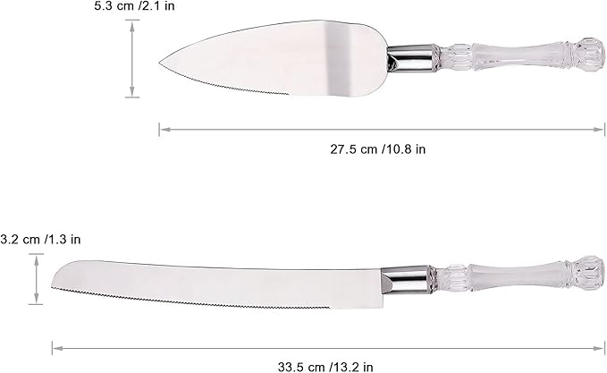 AW BRIDAL Personalized Cake Cutter Set for Wedding - Cake Knife 13.2 Inch, Cake Server 10.8 inch - Baby Shower Engagement Gifts for Couples//DK2201CPP96//