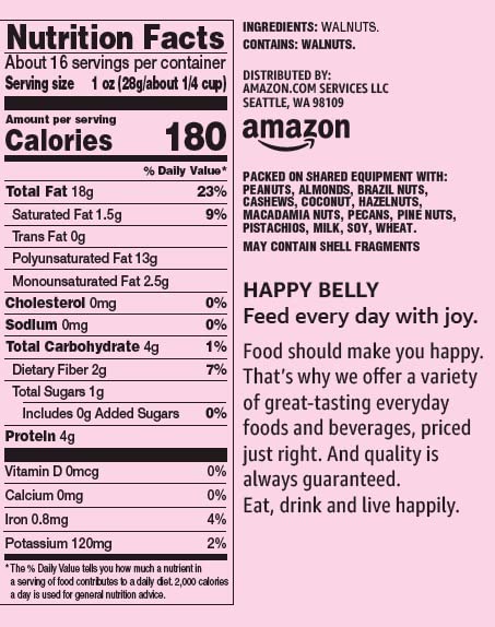 Happy Belly California Walnuts Halves and Pieces, 16 ounce (Pack of 2)