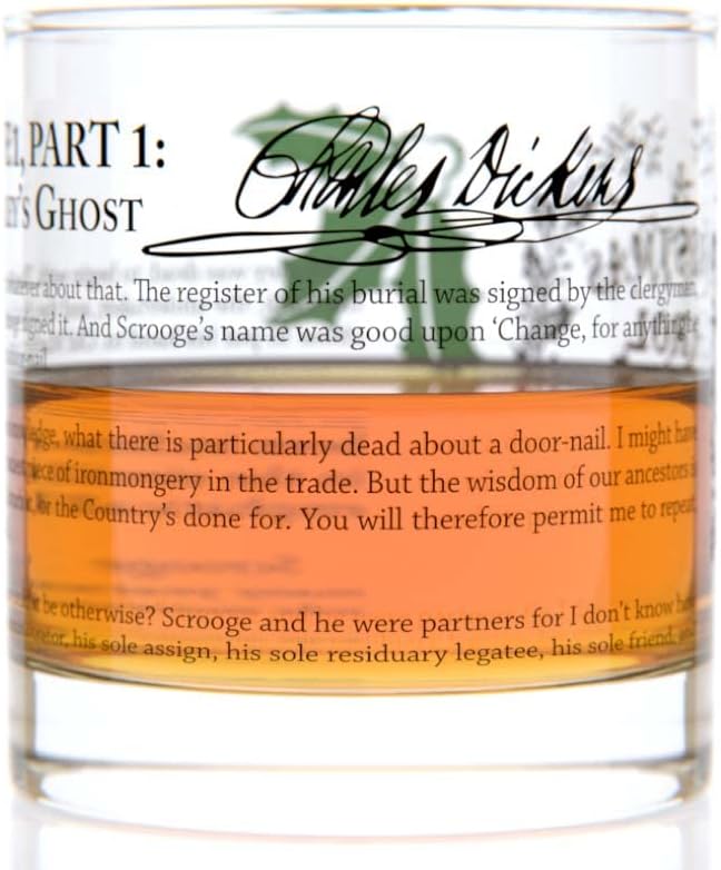 Well Told Classic Literature Rocks Glass - A Christmas Carol by Charles Dickens - Old Fashioned Whiskey Glass Gift for Book Lovers (11 oz)