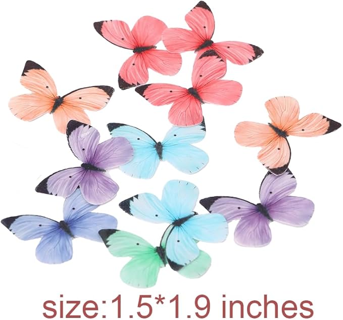 50Pcs Edible Butterflies for Cake Decorating Small Pastel Colorful Butterfly Cake and Cupcake Toppers Wafer Paper butterfly Decorations for Wedding Baby shower Birthday Cake Topper (Mixed Colors)