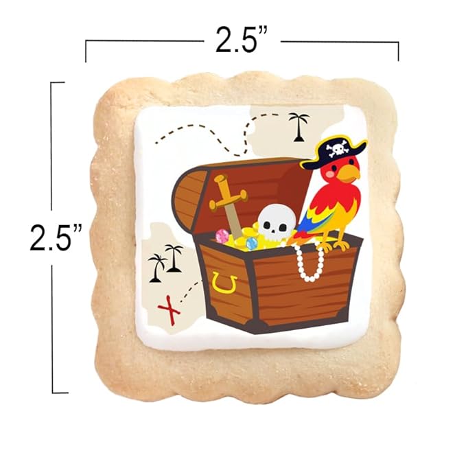 Pirate Themed Cookies Party Favors Birthday Baby Shower | Individually Wrapped 24 Pack Bulk | Theme Printed Cookie Treats snack Treasure Chest Pirateship Skull