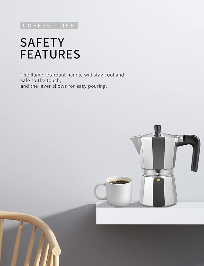 Yabano Stovetop Espresso Maker, 9 Cups Moka Coffee Pot Italian Espresso for Gas or Electric Ceramic Stovetop, Italian Coffee maker for Cappuccino or Latte