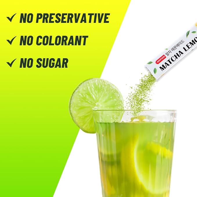 KAYFOOD Premium Teaade Matcha Lemon & Peach Oolongade Oolong Tea, Mix Powered Sugar Free, Diet, Korean Beverage, Dlended Hot & Iced Tea Ade, Healthy Drink (30, Matcha Lemonade) (10ST)