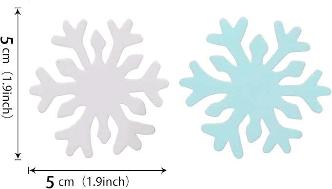 THJ 50PCS Edible Snowflakes Cupcake Toppers Blue&White Snowflakes Frozen Cake Decorations Wafer Paper Snowflake Cake Sprinkles for Christmas Winter Holiday Frozen Theme Party Supplies