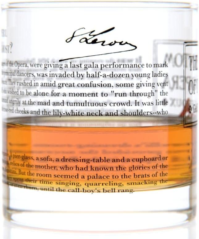 Well Told Classic Literature Rocks Glass - The Phantom of the Opera by Gaston Leroux - Old Fashioned Whiskey Glass Gift for Book Lovers (11 oz)