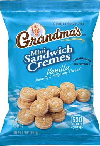 Grandma?™s Mini Cookies, Vanilla Sandwich Crème Cookies, 3.71 oz Cookie Bag, (24 Pack) (Packaging May Vary)