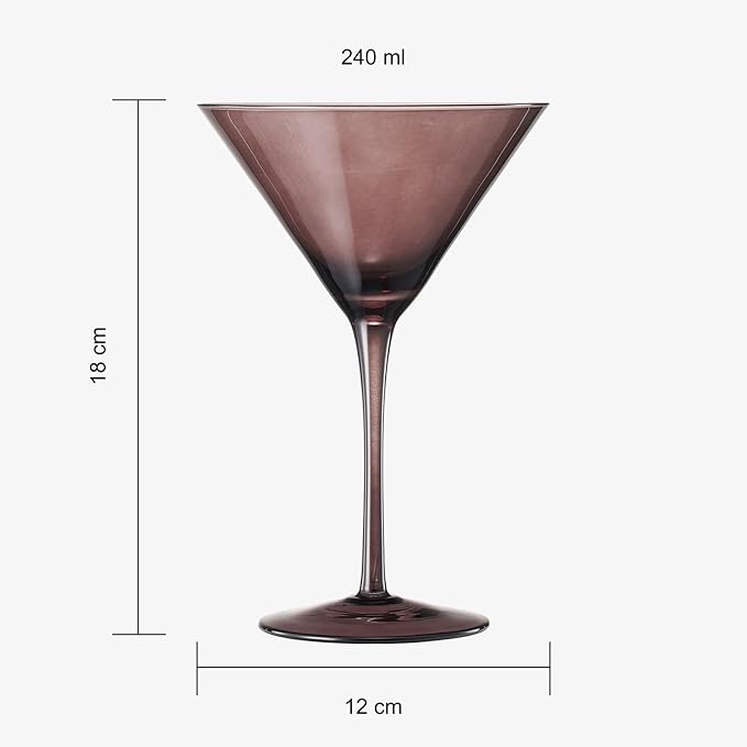 Venus Glasses Luxury Glassware - Set of 6 - Everyday, Holiday Gift Her, Mom, Wife, Girlfriend, Special Celebrations Drinkware, Christmas, Textured Glass, Brown Style Amber Colored - Martini Coupe 8oz