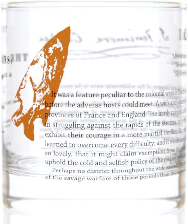 Well Told Classic Literature Rocks Glass - The Last of the Mohicans by James Fenimore Cooper - Old Fashioned Whiskey Glass Gift for Book Lovers (11 oz)