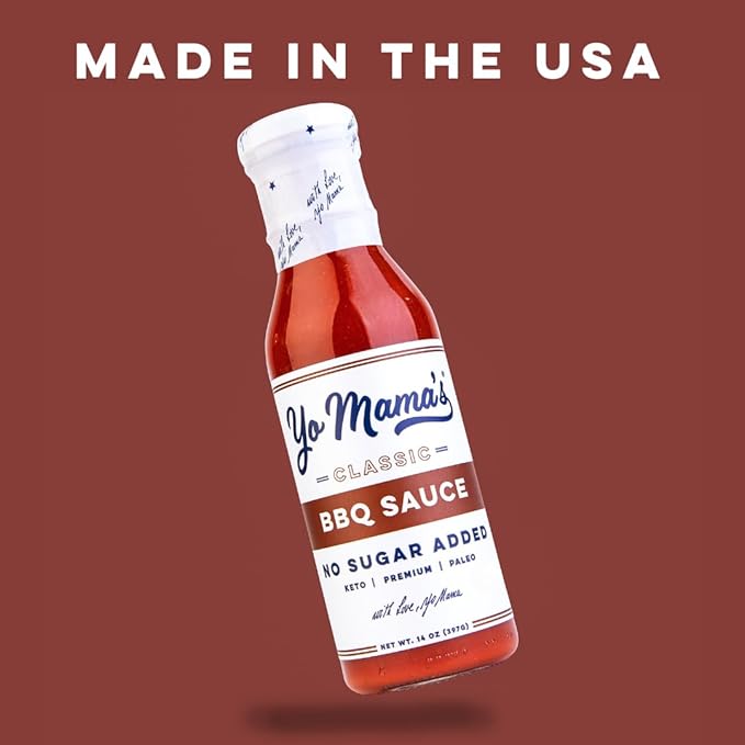 Yo Mama's Foods Keto Barbecue BBQ Sauce ??(Pack of 2) - Vegan, No Sugar Added, Low Carb, Low Sodium, Gluten Free, Paleo, and Made with Whole Non-GMO Tomatoes!