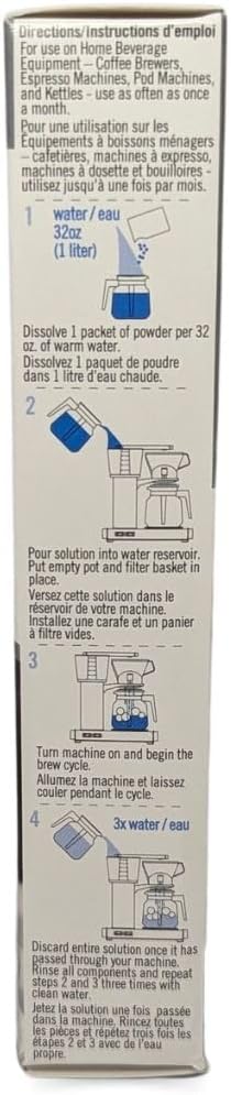 Descaling Powder Solution - 4 Uses - Activated Scale Remover for use with Keurig 1.0/2.0, Home Coffee and Espresso Machines, Kettles, Garment Steamers