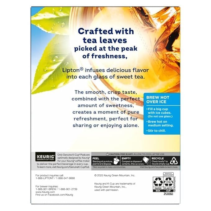 Lipton Iced Tea K-Cups, Southern Sweet Black Tea, 24 K-Cup Pods