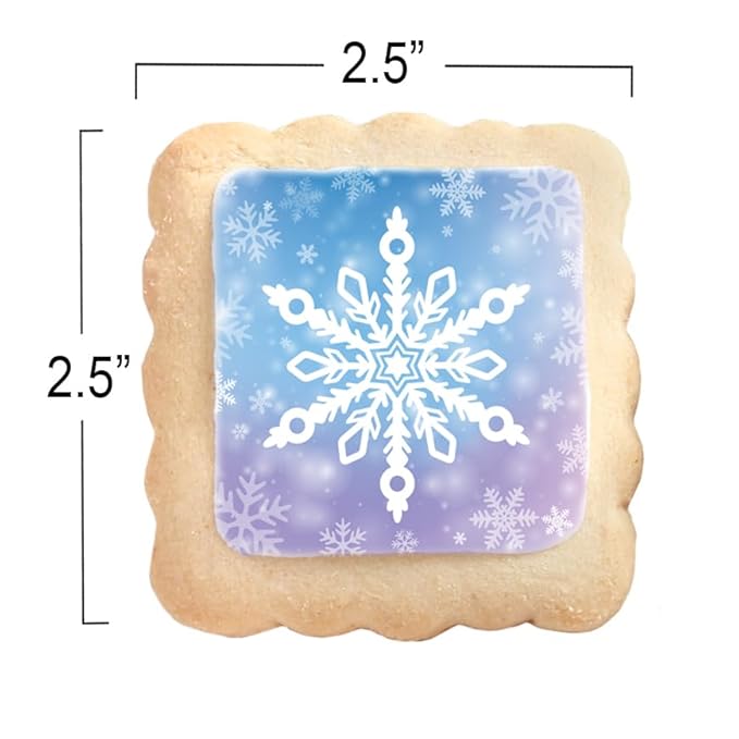 Snowflake Cookies Frozen in Individually Wrapped Snowfake Winter themed Theme Party Favors 24 Pack Bulk for Kids Birthday Party Sugar Cookie Blue White Purple