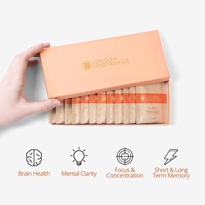 London Nootropics - Flow - Adaptogenic Mushroom Coffee with Lion’s Mane & Rhodiola - 12 Sachets