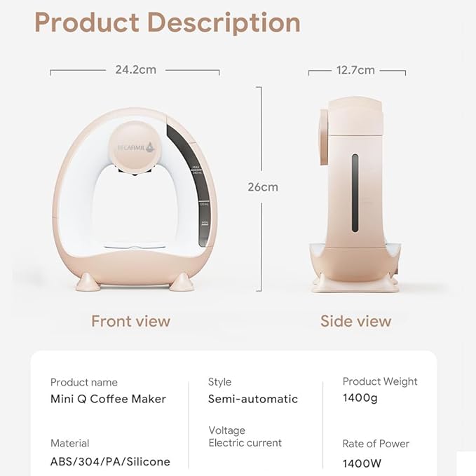 MINI Q 2-in-1 Single Serve Coffee Maker - Brew K-Cups or Ground Coffee (4-8 oz) - Compact Americano Coffee Brewer with Reusable Filter (Champagne)
