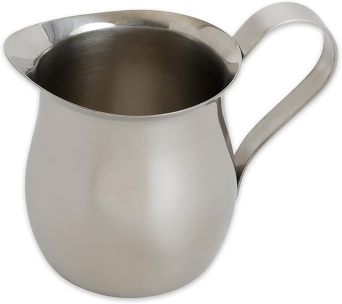 RSVP International Endurance Kitchen Collection Bell Shaped Creamer/Milk Pitcher for Espresso Machine with Handle & Pour Spout, Small, 3 oz. Capacity