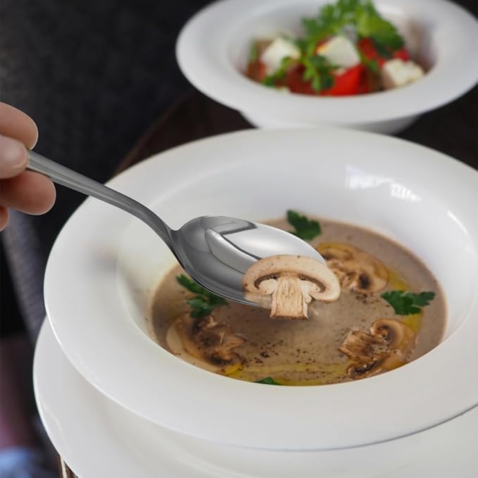 Dinner Spoons Set竊?2-Piece 7.5 Inches Stainless Steel Dinner Spoons,18/10 Stainless Steel Food Grade small spoons, Dinner Spoons For Home,Kitchen or Restaurant,Mirror Polished & Dishwasher Safe