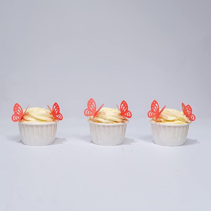 Red Edible butterflies Wafer Paper Cake Cupcake for Decorating Rice Paper Flower Food Decorations for Baking Girl Birthday Party Mix Size Color (Rosered butterflies60)