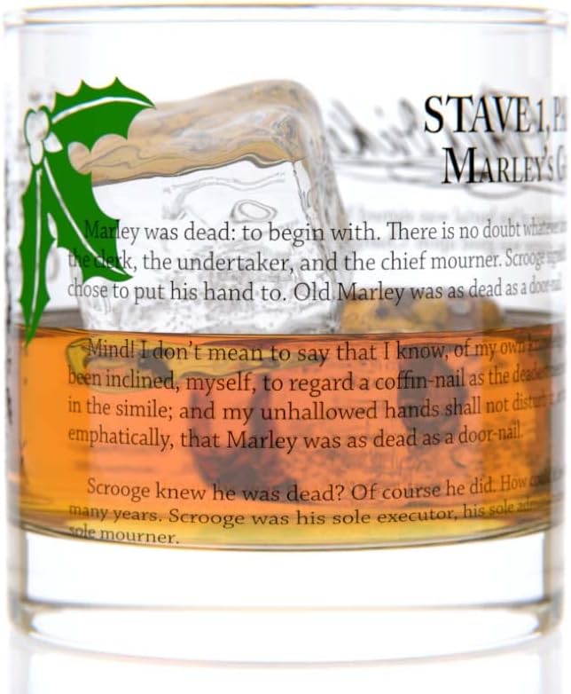 Well Told Classic Literature Rocks Glass - A Christmas Carol by Charles Dickens - Old Fashioned Whiskey Glass Gift for Book Lovers (11 oz)