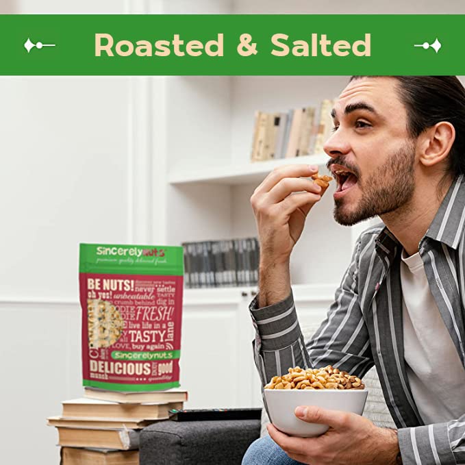 Sincerely Nuts ??Whole Cashews Roasted and Salted | One Lb. Bag | Deluxe Kosher Snack Food | Healthy Source of Protein, Vitamin & Mineral Nutritional Content | Gourmet Quality Vegan Cashew Nut