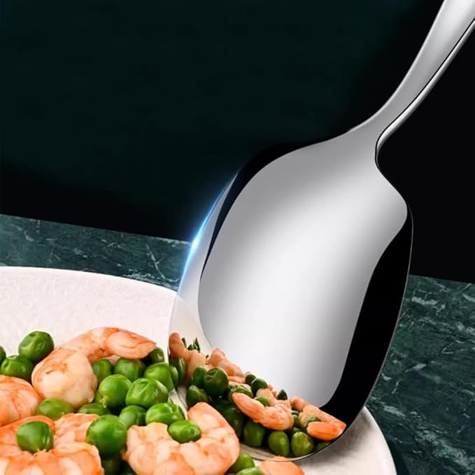 X-Large Buffet Serving Spoon,Heavy Duty Square head 9.5X2.8 inches 316L Stainless Steel Serving Spoon Pack of 1,Silver