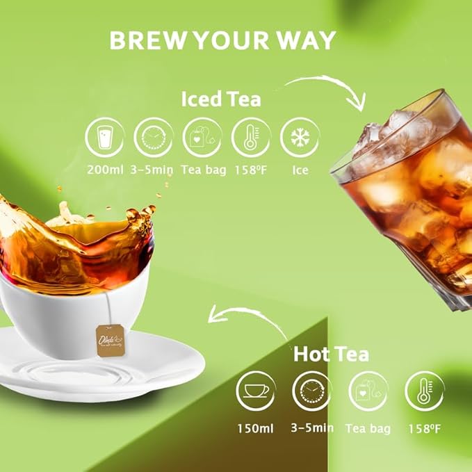 Olinda Lime & Mint Iced Tea Flavored Cold Brew with Black Tea Zero Calories Zero Carbs Zero Sugar Antioxidant Rich Summer Caffeinated Mint Easy to Make Individually Wrapped 25 Tea Bags