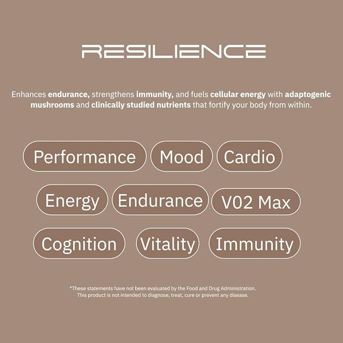 ARC Resilience Mushroom Powder Supplement with Lion?™s Mane, Cordyceps, Reishi, Shilajit, Beta-Glucans, Zinc and Vitamin C for Focus, Energy, Immunity, Performance, and Memory, Chocolate, 30 Servings