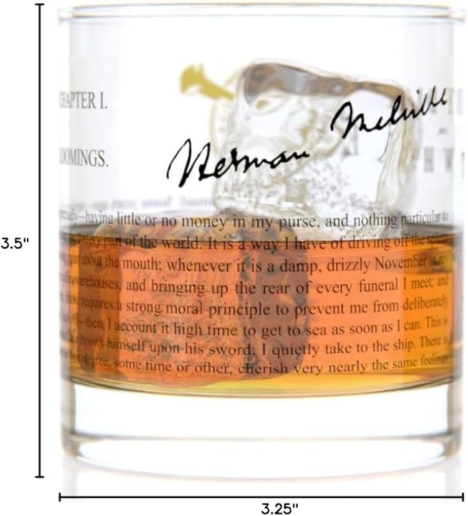 Well Told Classic Literature Rocks Glass - Moby-Dick by Herman Melville - Old Fashioned Whiskey Glass Gift for Book Lovers (11 oz)