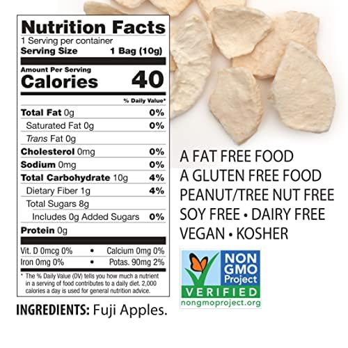 Brothers All Natural Freeze Dried Fruit Crisps, Fuji Apple & Cinnamon, 0.35 Oz (Pack of 24), Made with 100% Fruit, Gluten Free, Soy Free, Vegan, Heathy Snack, Lunch Box Ready